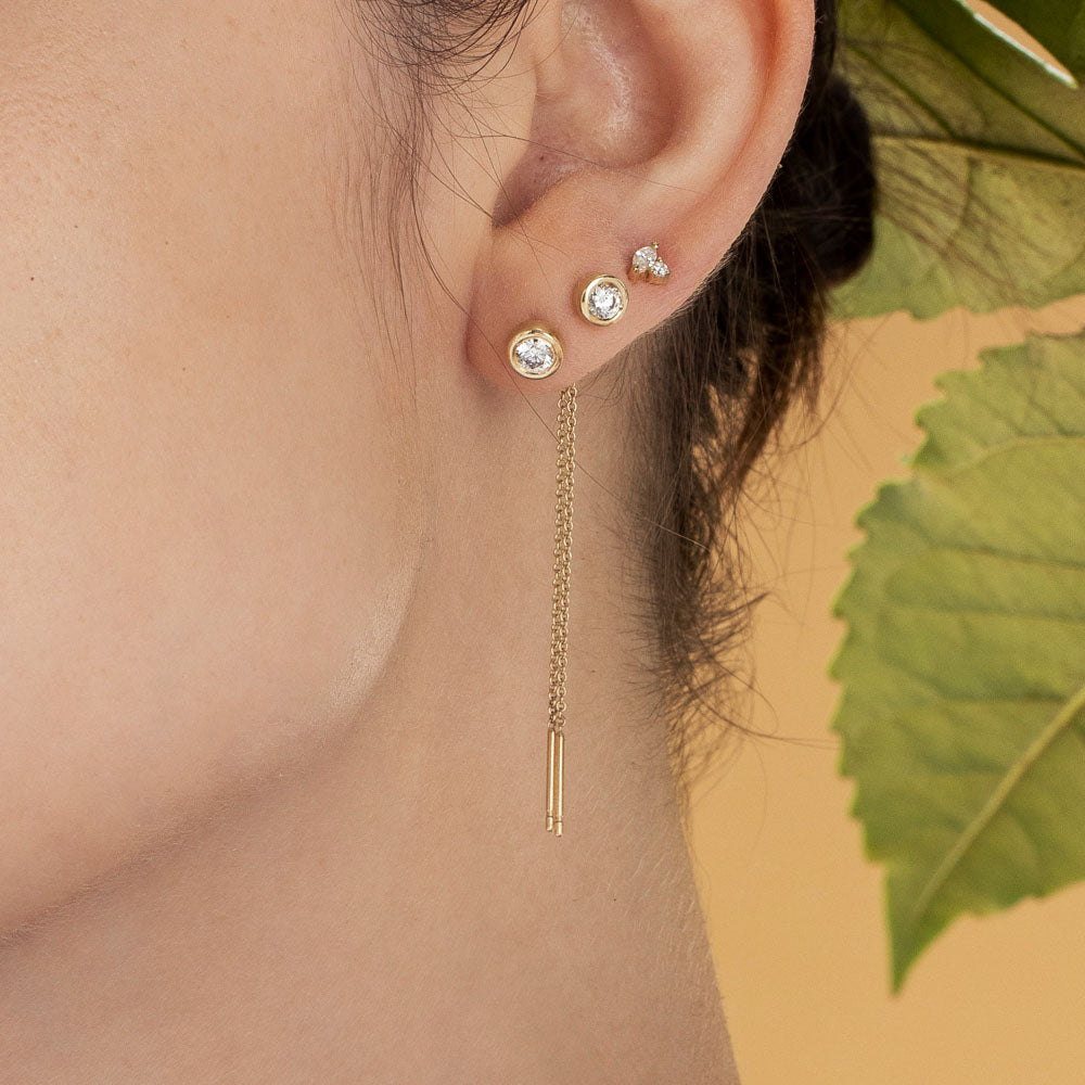 עגילי שרשרת זהב משובצים 0.30ct יהלומים בשיבוץ כוס,מסגרת מסגרת זהב