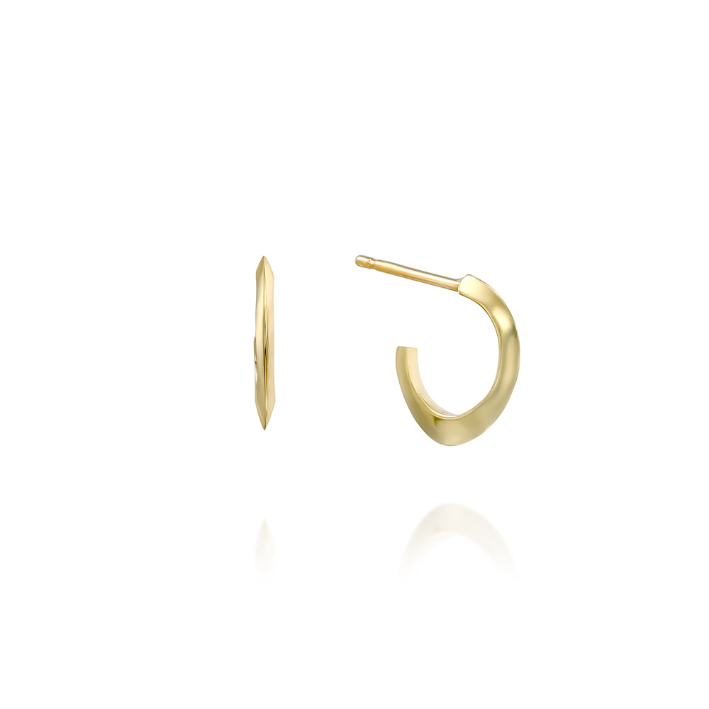 Small gold drop-shaped hoop earrings