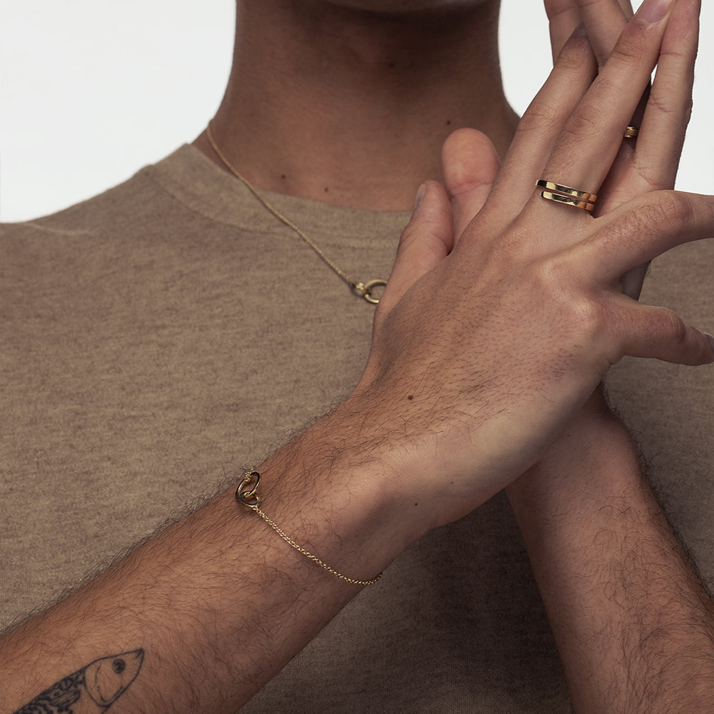 Gold bracelet with combined loops, for men and women