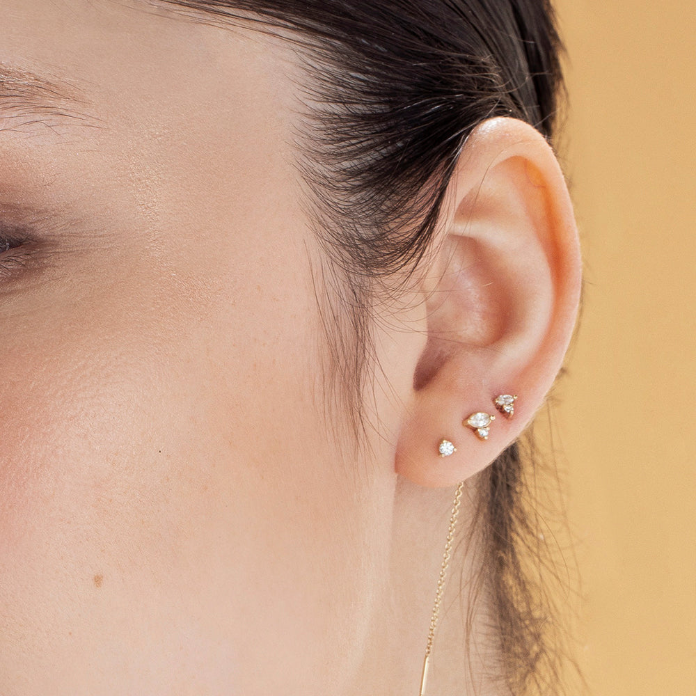 עגילי שרשרת זהב משובצים יהלומים קטנים , 10 נקודות