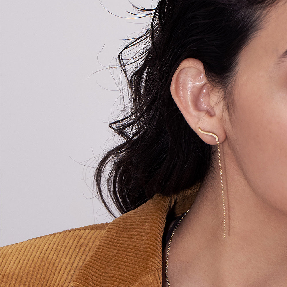 עגיל זהב מטפס ( עגיל בודד) עם שרשרת