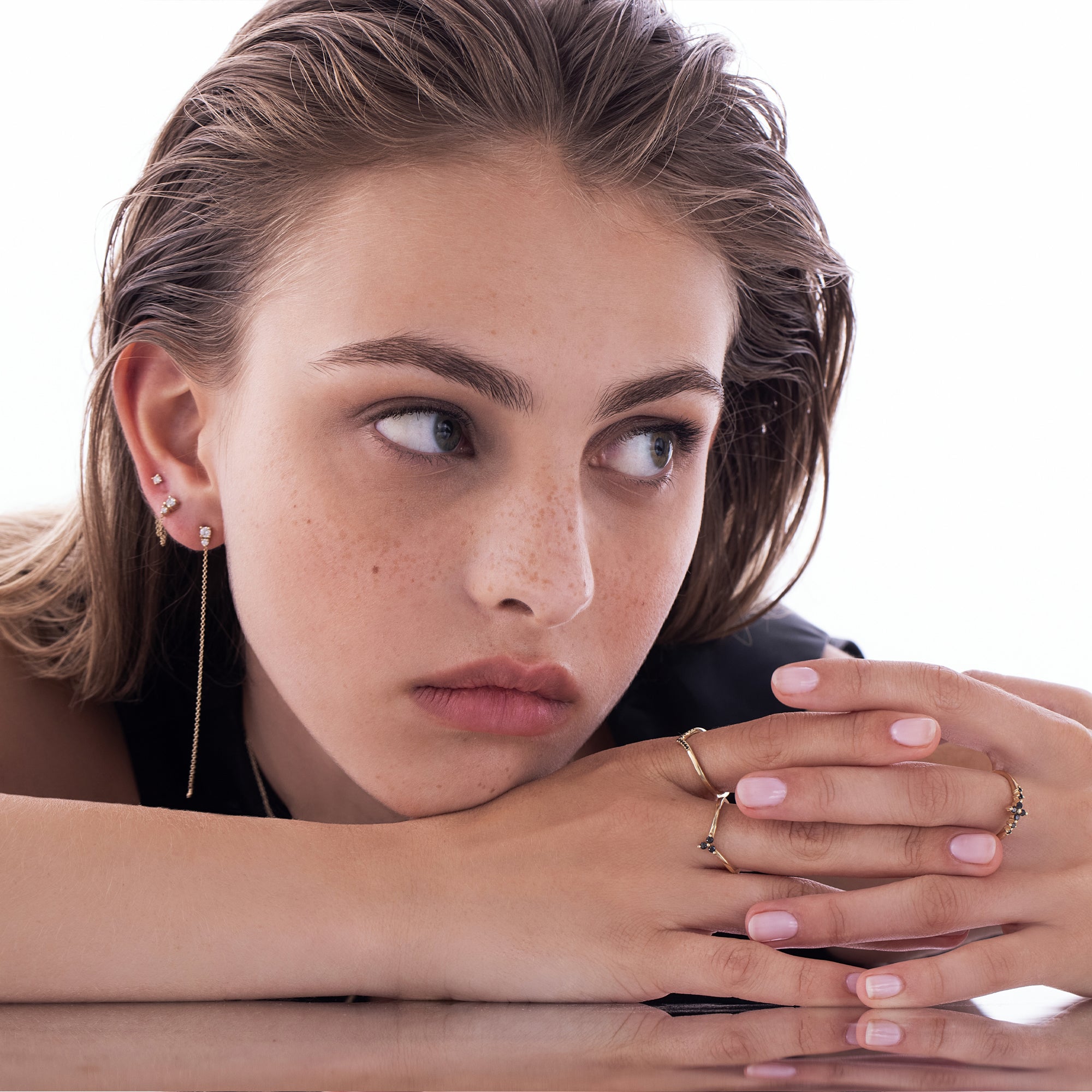 עגיל שרשרת זהב מיוחד משובץ יהלומי מעבדה