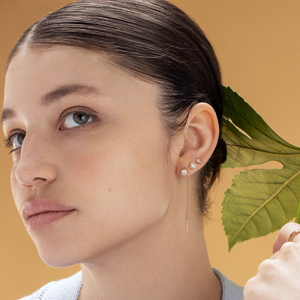 עגילי שרשרת זהב משובצים 0.30ct יהלומים בשיבוץ כוס,מסגרת מסגרת זהב