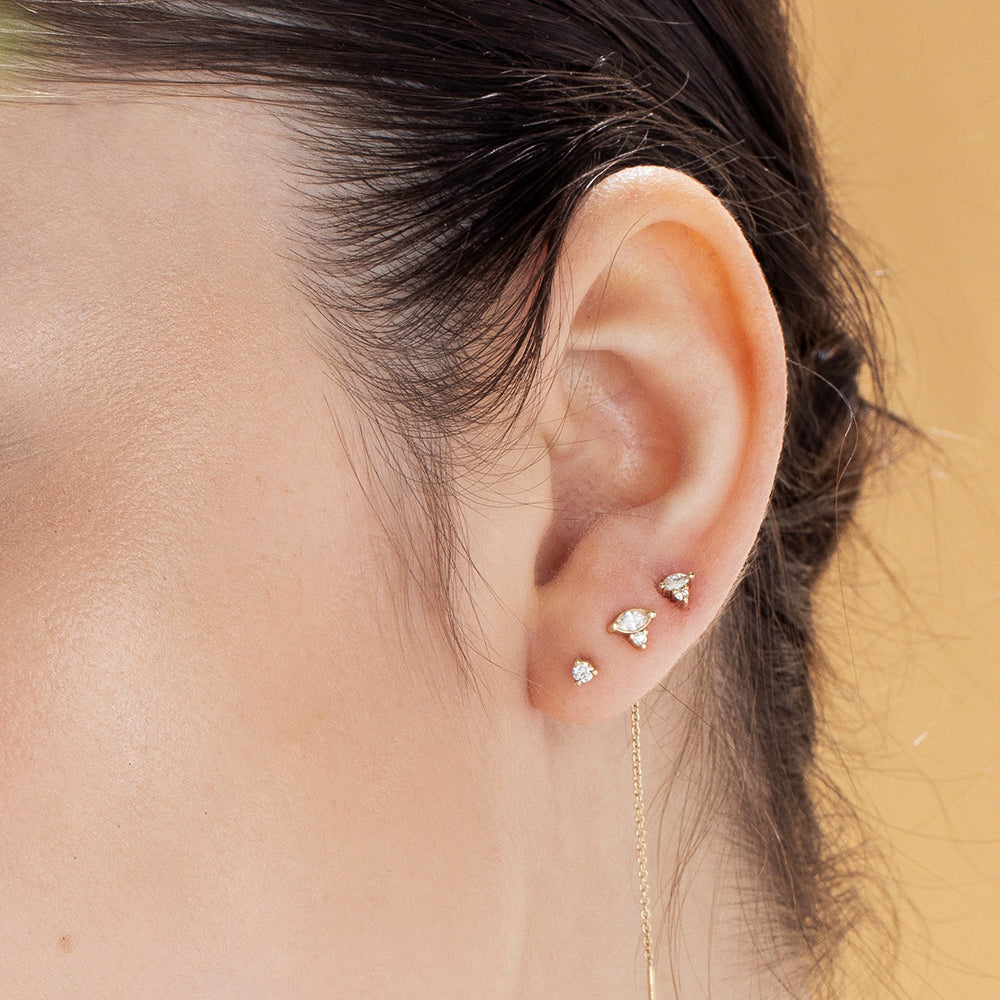 עגילי יהלומים צמודים מיוחדים בחיתוך מרקיזה ( 5 נקודות) ועיגול