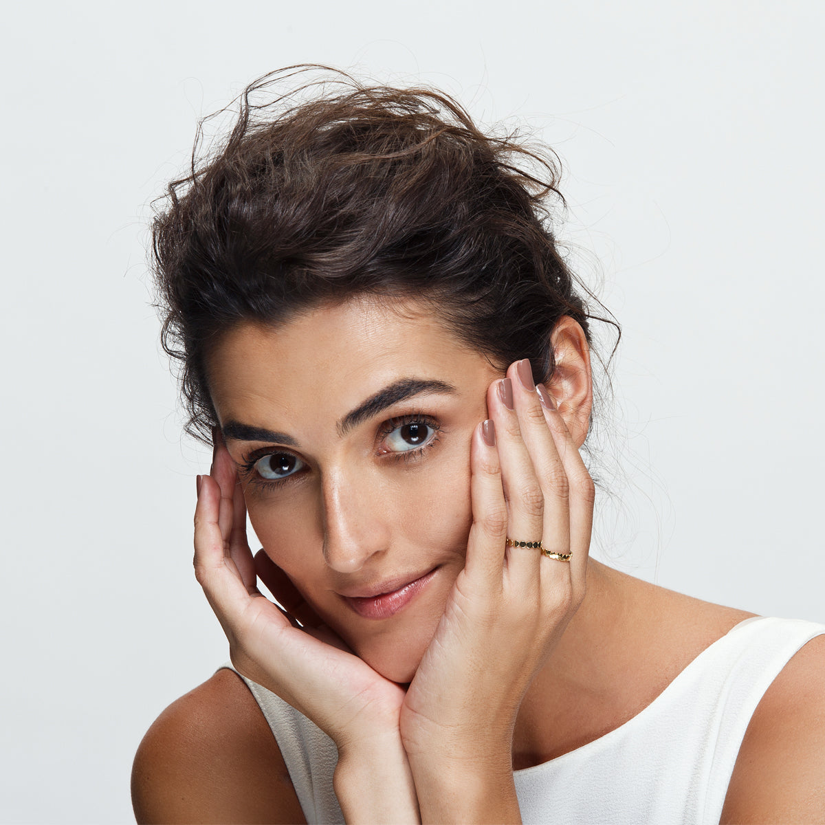 טבעת עיגולי זהב שטוחים