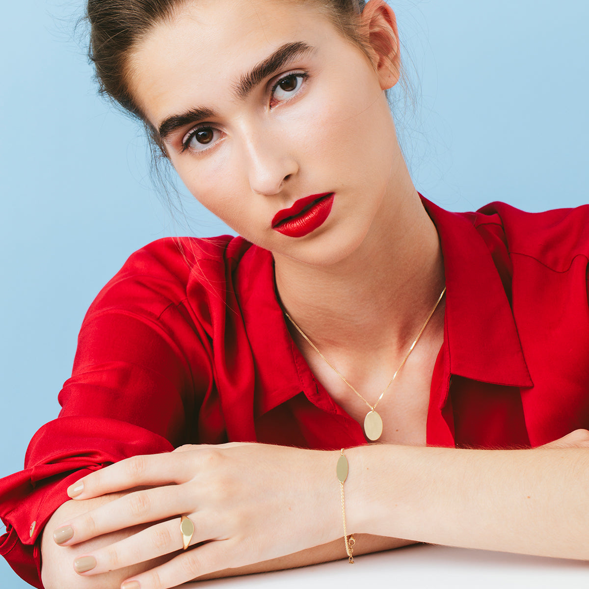 צמיד זהב שם חריטה אליפסה