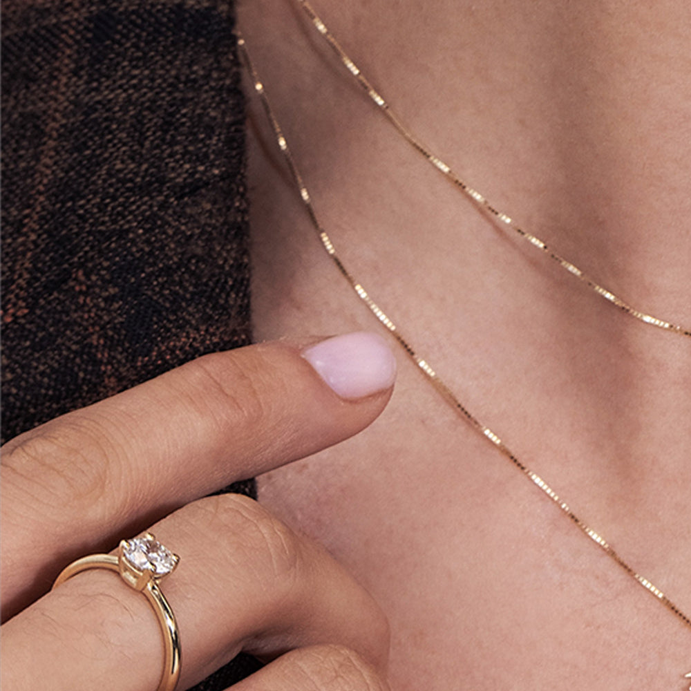 טבעת יהלום מעבדה סוליטר עגול במשקל 1 קראט