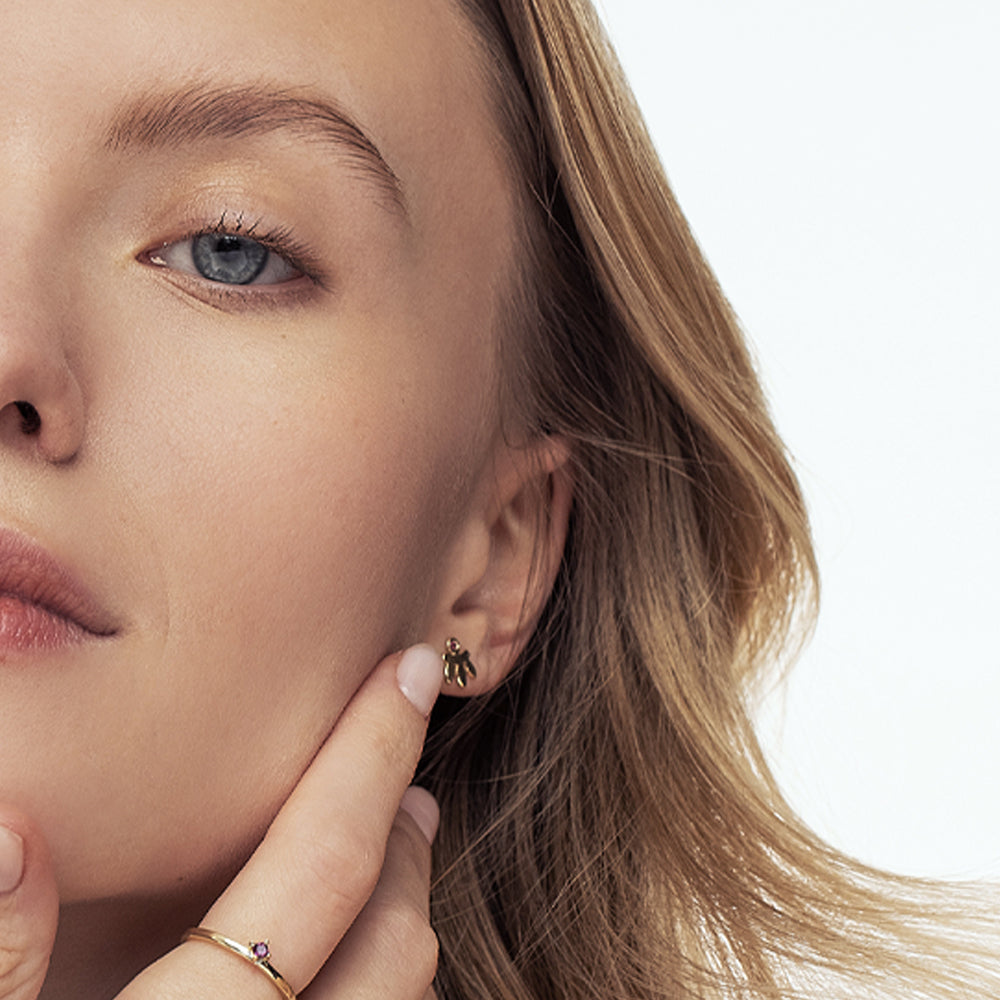 עגיל זהב ( בודד) צמוד בעיצוב אורינטלי