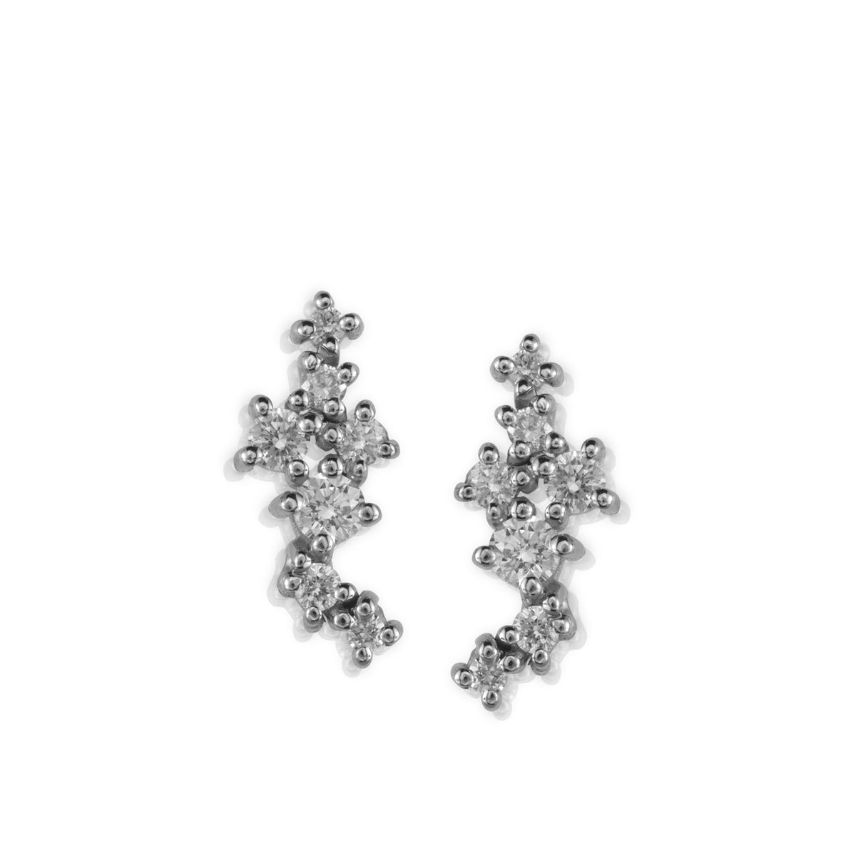 עגילי זהב צמודים משובצים יהלומים בגדלים משתנים