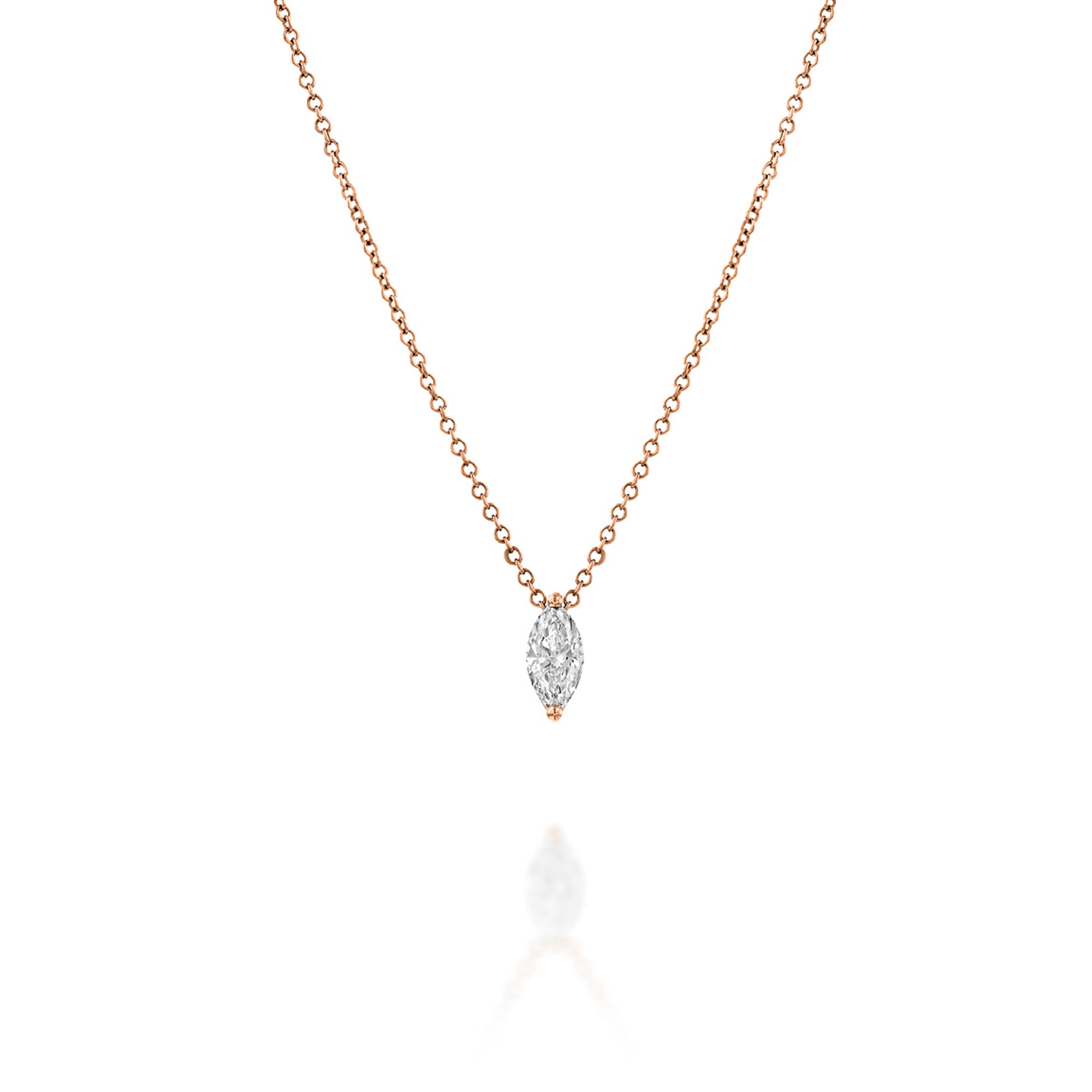 שרשרת זהב קלאסית משובצת יהלום מעבדה בחיתוך מרקיזה