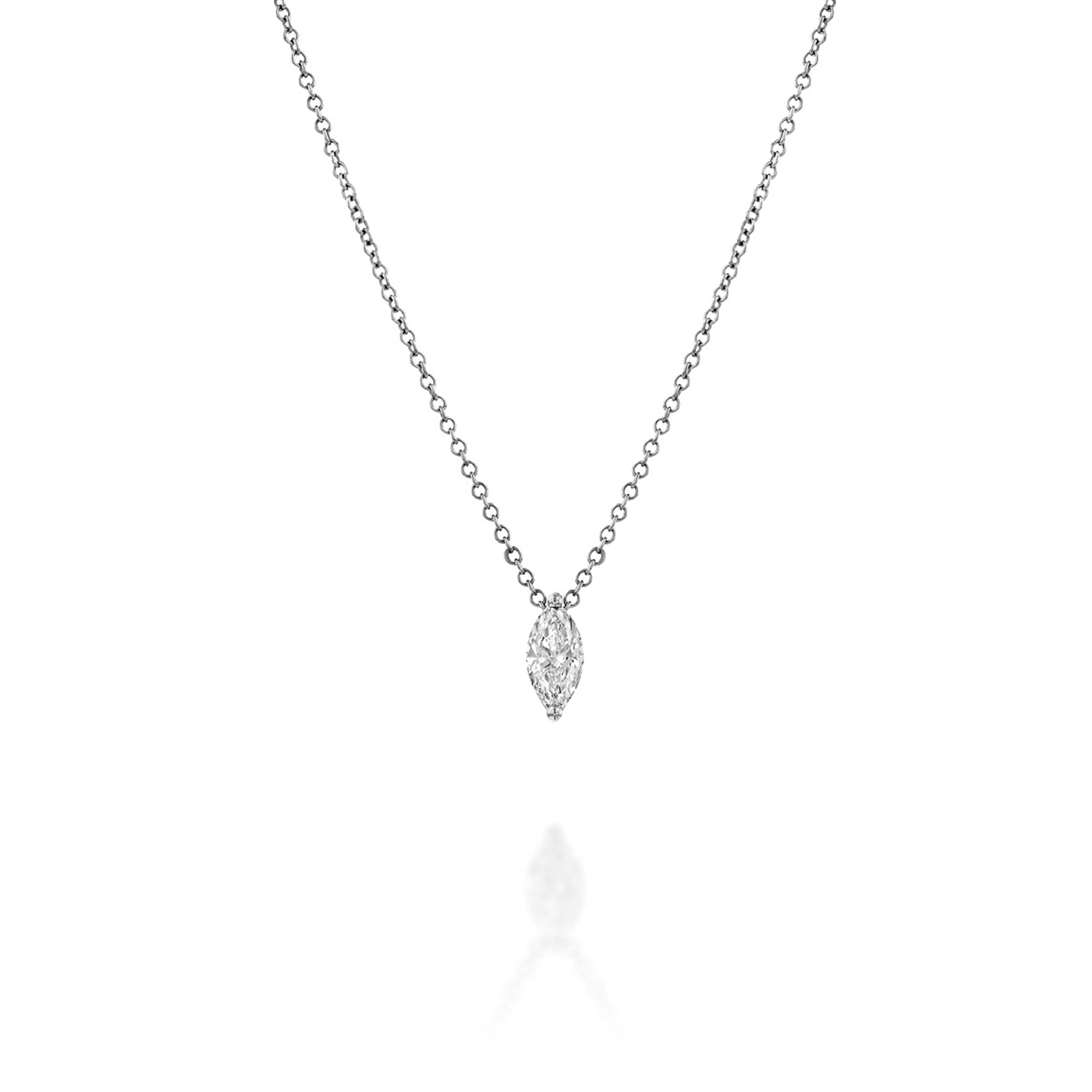 שרשרת זהב קלאסית משובצת יהלום מעבדה בחיתוך מרקיזה