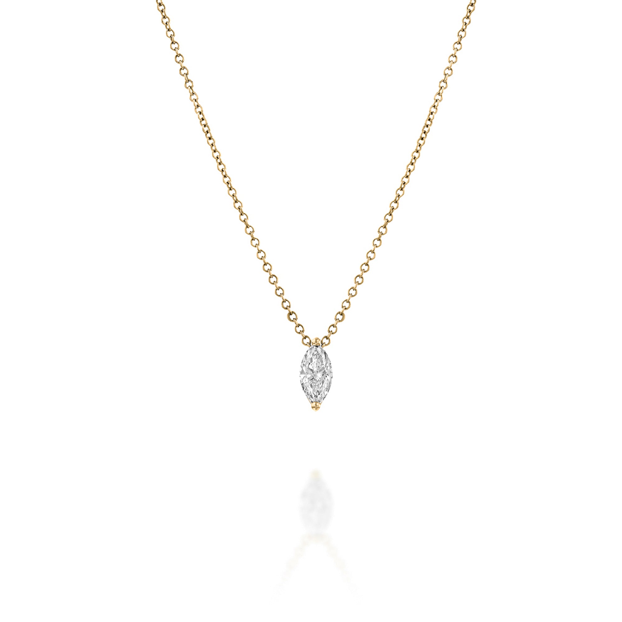 שרשרת זהב קלאסית משובצת יהלום מעבדה בחיתוך מרקיזה