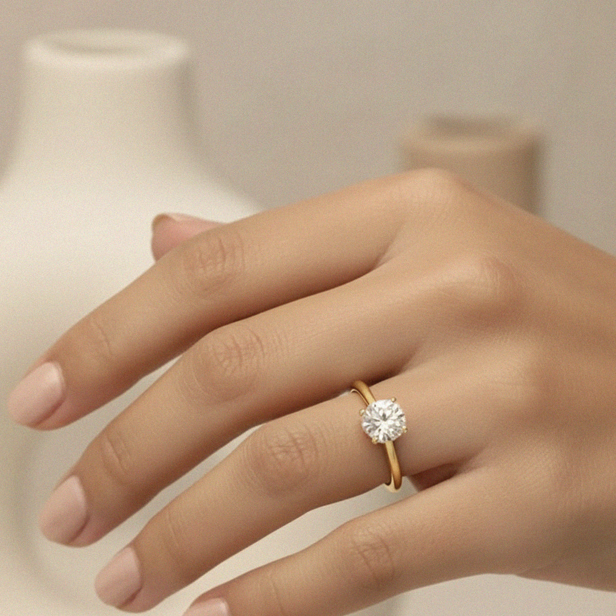 טבעת סוליטר יהלום מעבדה במשקל קראט וחצי