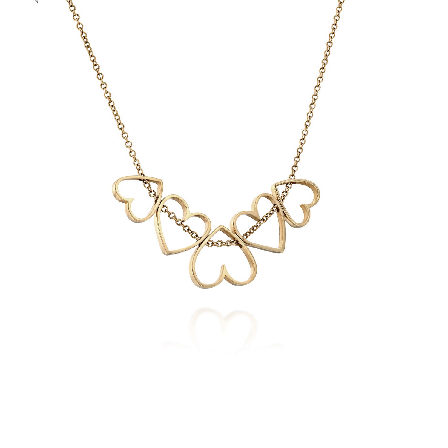 שרשרת לבבות זהב בגדלים משתנים זזים