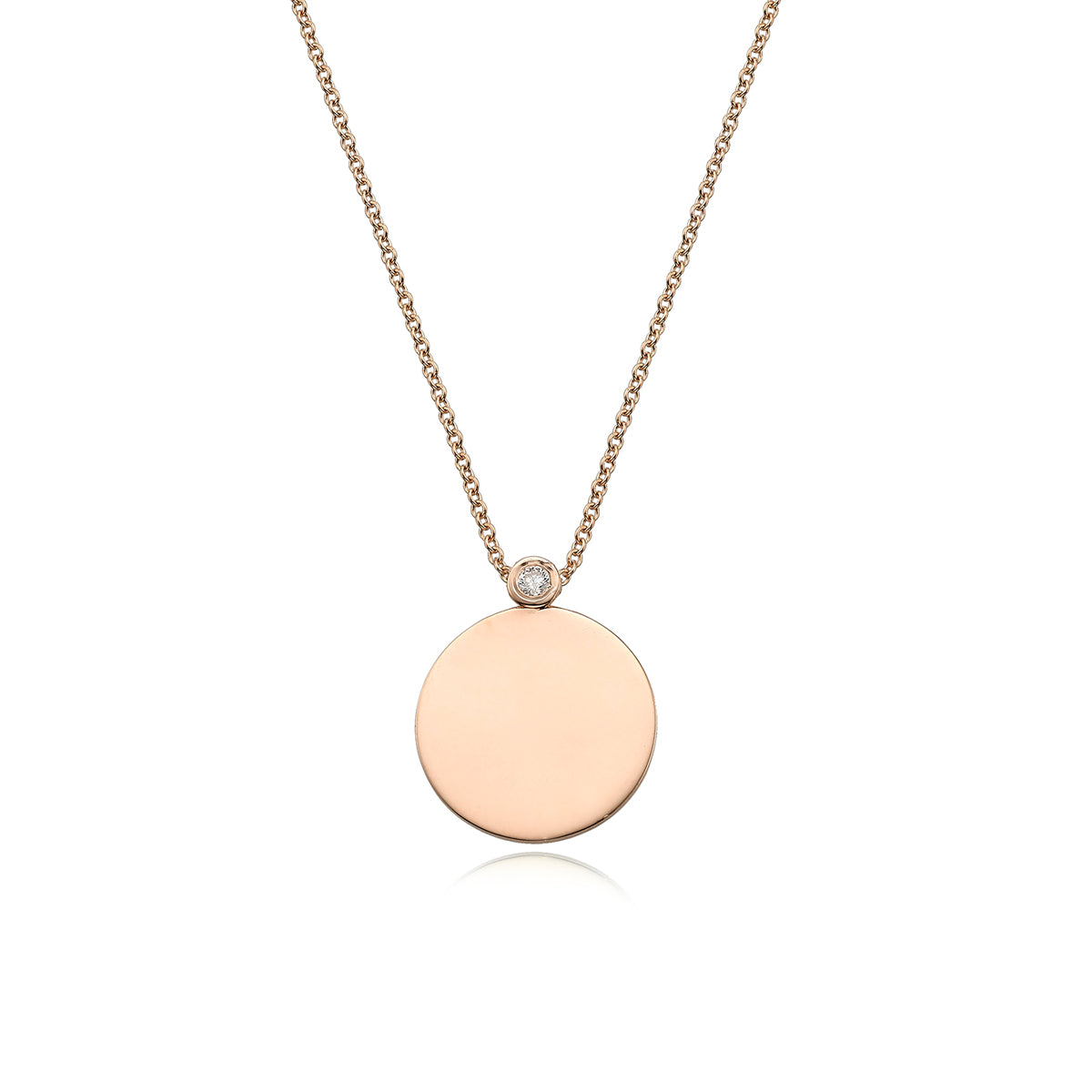 Round gold name necklace with diamond
