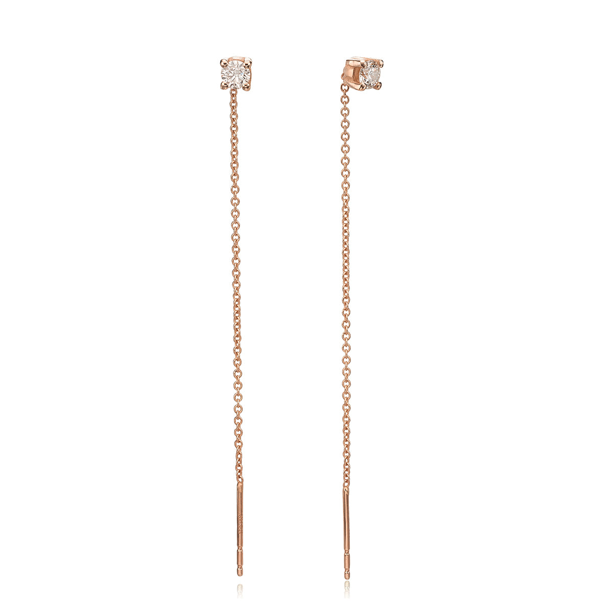 עגילי שרשרת זהב משובצים 0.30ct יהלומים