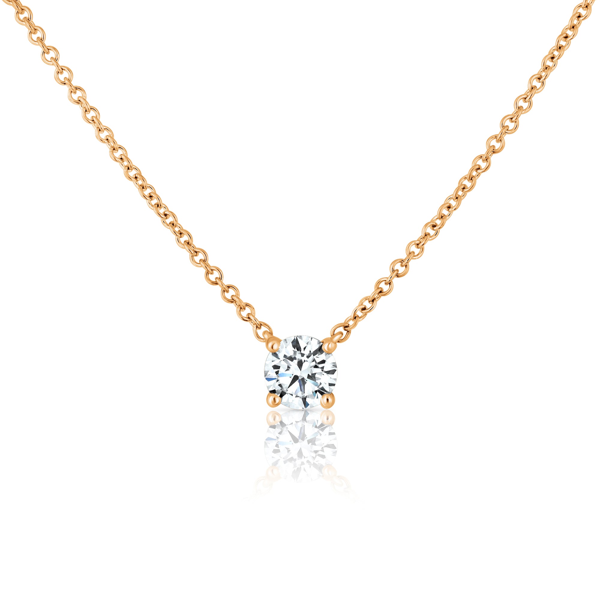 Classic gold necklace set with a lab-grown diamond weighing 50 points, half a carat
