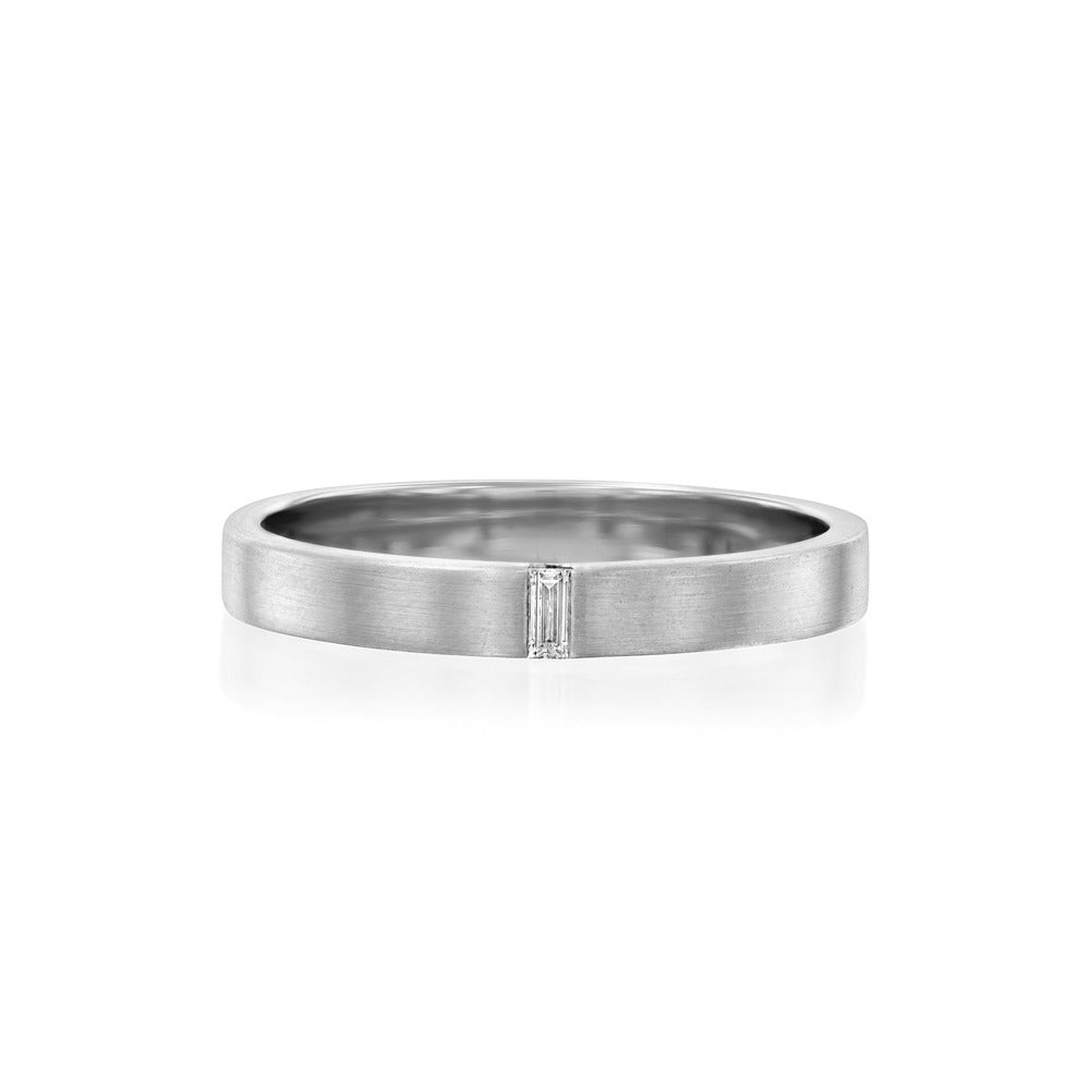 טבעת זהב שטוחה לגבר ולאישה משובצת יהלום בגט טבעי עדין שקוע