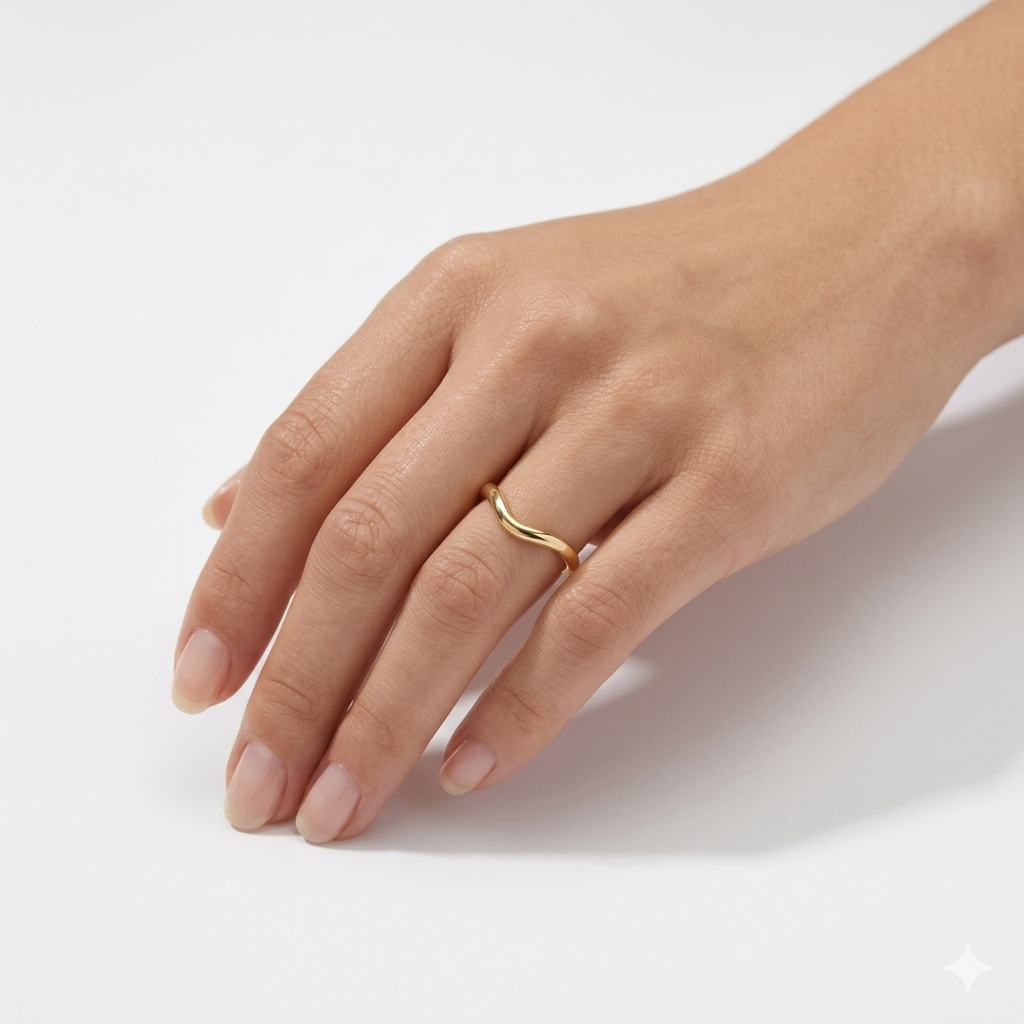 טבעת זהב גל עבה משלימה