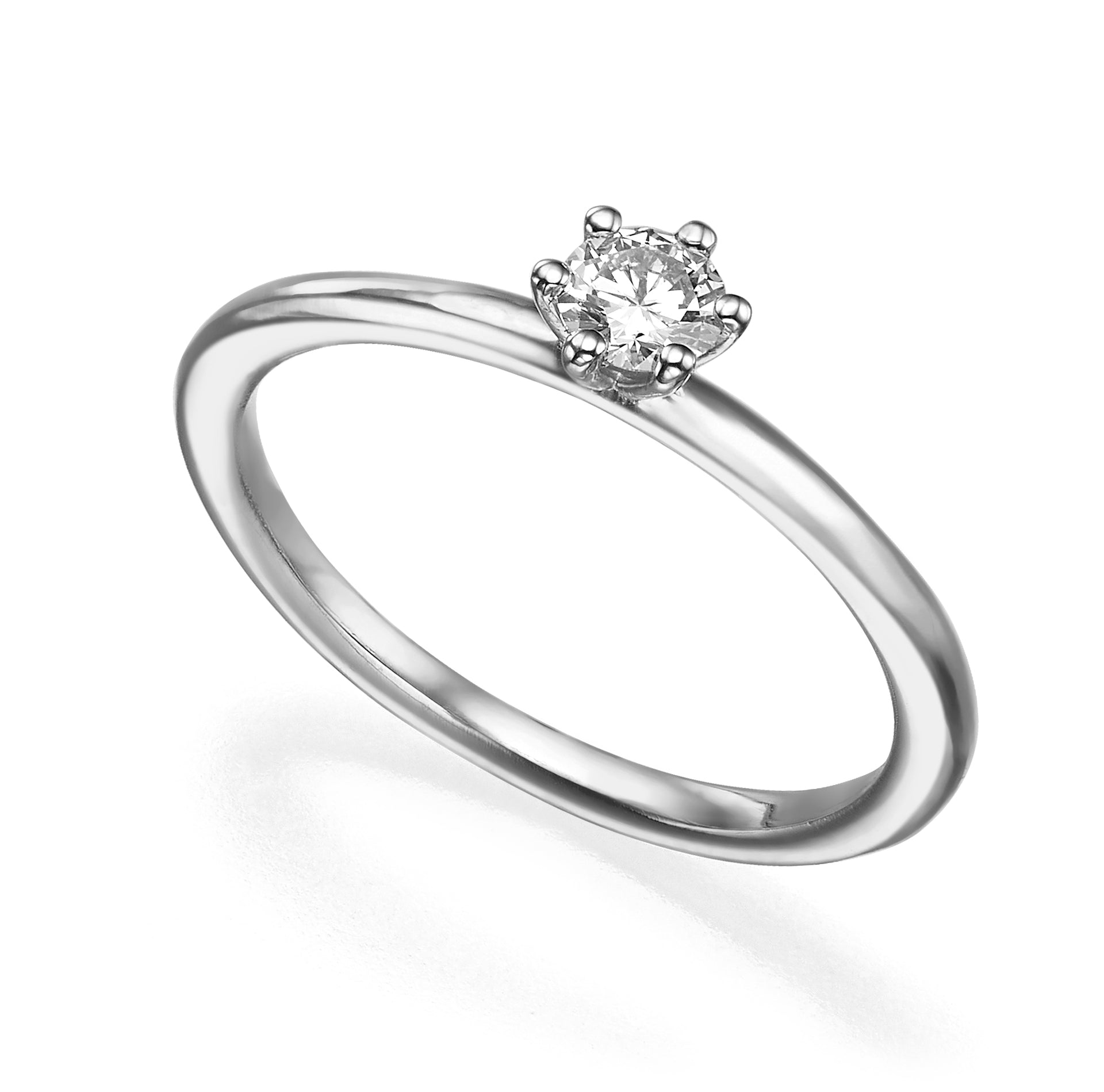 20-point diamond solitaire ring, round profile זהב לבן 14K EU49
