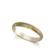 טבעת זהב עם חריטת פרחים אורינטלית