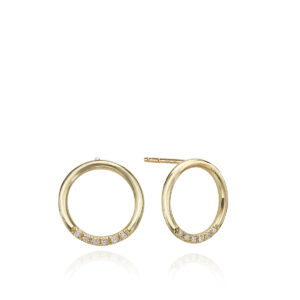 Solid Gold Circle Stud Earrings