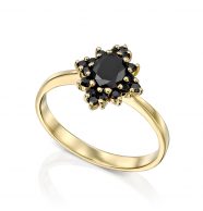 טבעת זהב בסגנון וינטג’ עם יהלומים שחורים